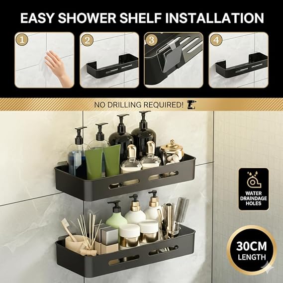 AquaHold Pro – No-Drill Shower Shelf