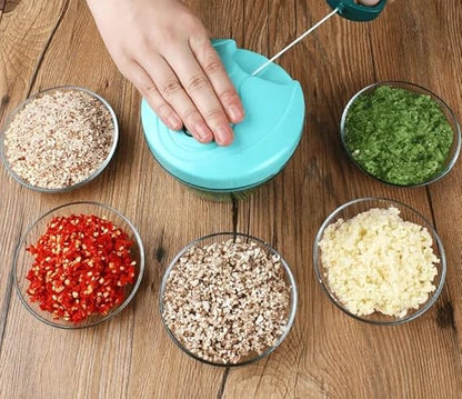 Manual Mini Vegetable Chopper – Pull-Cord Food Dicer