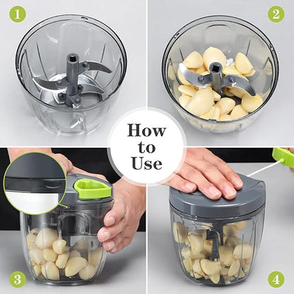 Manual Mini Vegetable Chopper – Pull-Cord Food Dicer