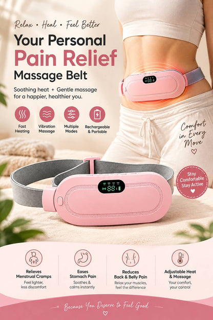 R-orn rechargeable period cramp relief belt worn on the lower abdomen