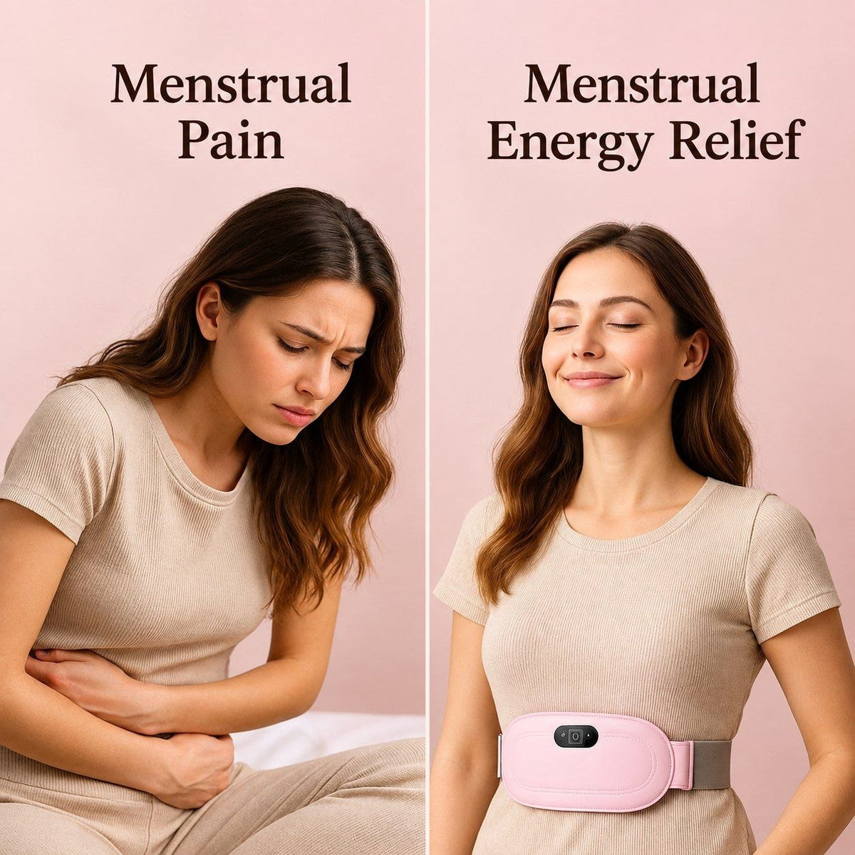 R-orn wearable period heating belt with hands-free adjustable strap